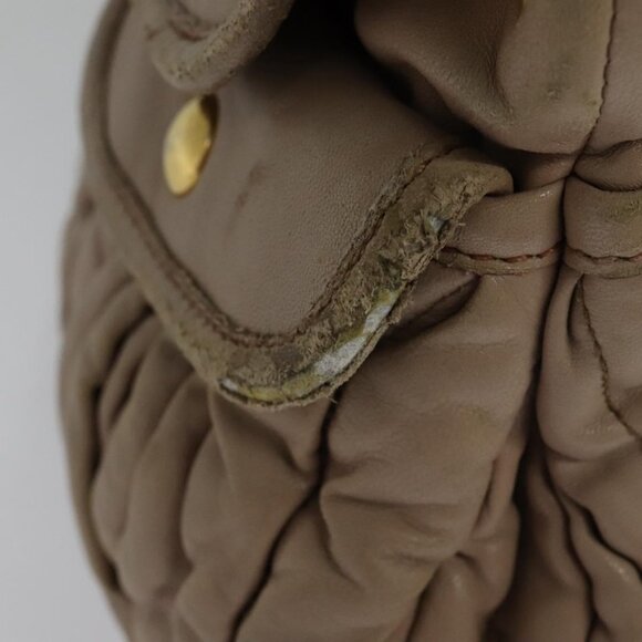 Miu Miu Matelasse Hand Bag Leather 2way Pink Gold Auth 120471 - Picture 12 of 16